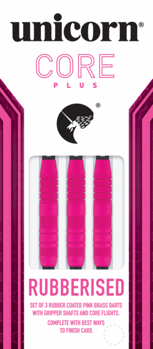 Unicorn - Core Plus Pink - Rubberised Steel Tip Darts - Image 2