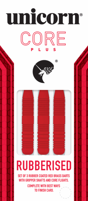 Unicorn - Core Plus Red - Rubberised Steel Tip Darts - Image 2